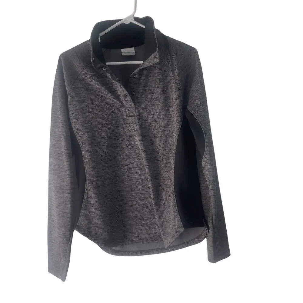Columbia Womens Size Large Grey Half Button Pullover Activewear Outdoors Sweater